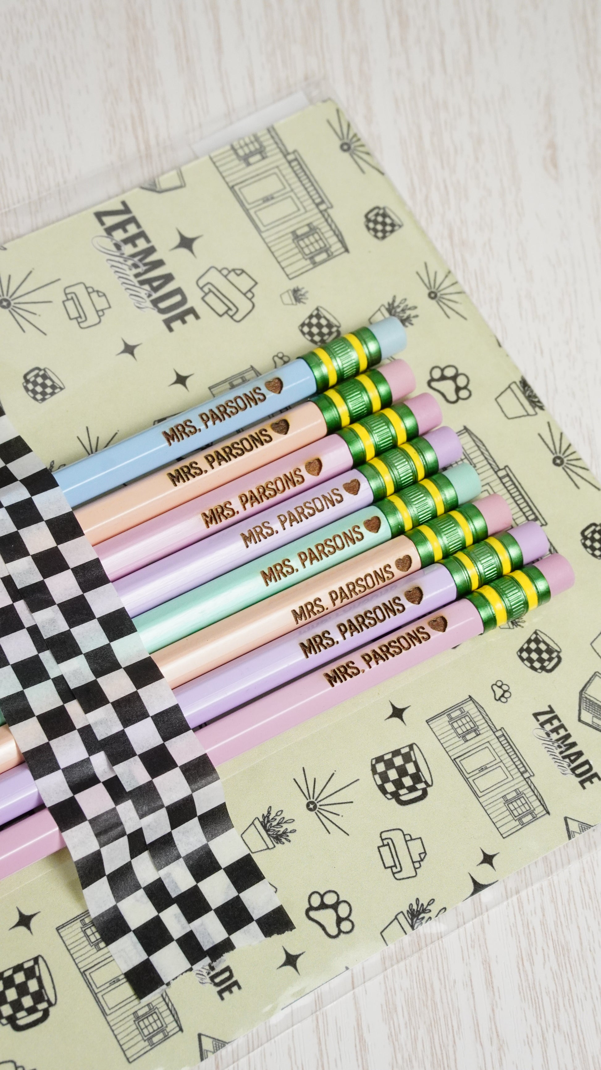 Pastel Engraved Pencils