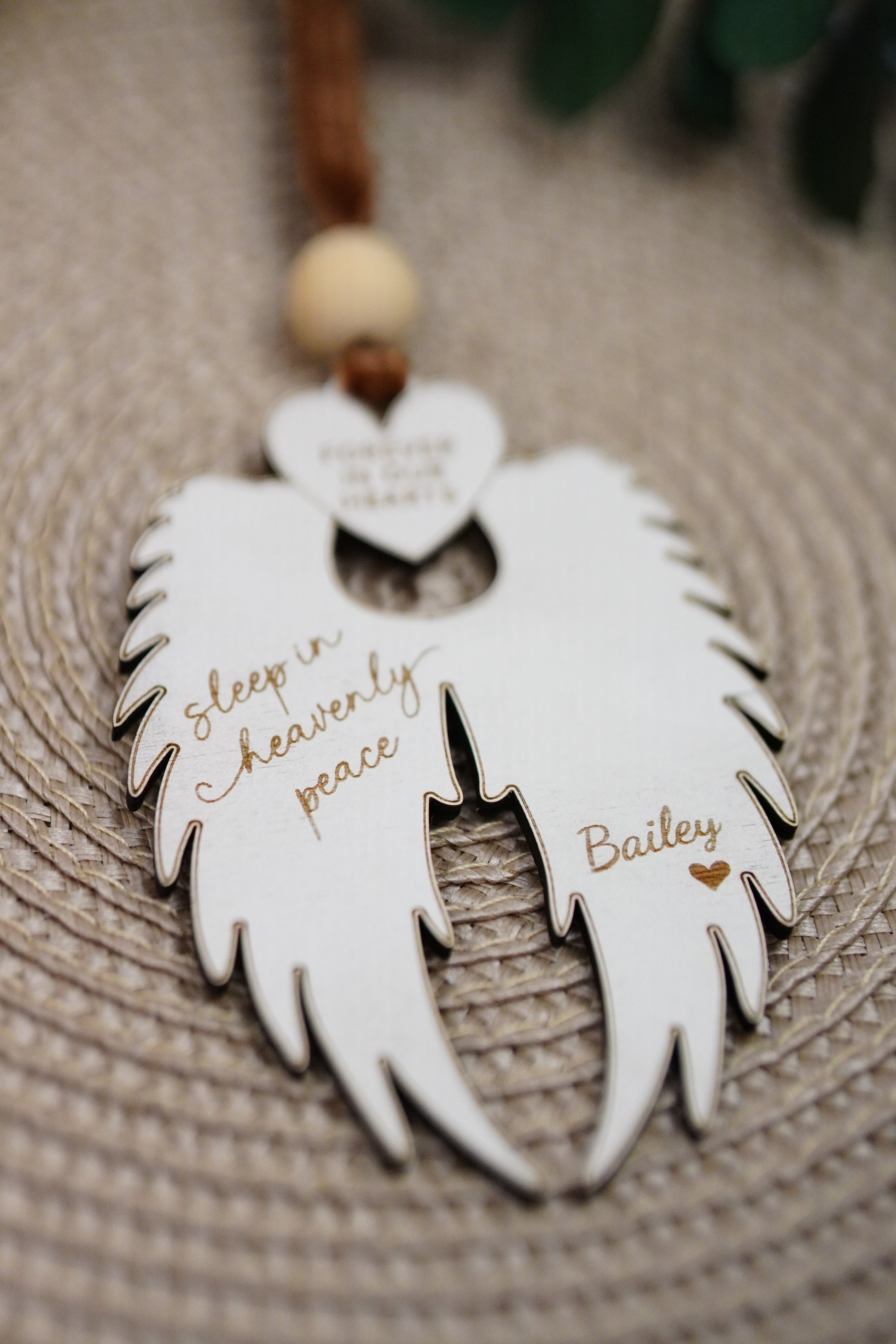 Personalized Memorial Ornament - Sleep In Heavenly Peace Wings