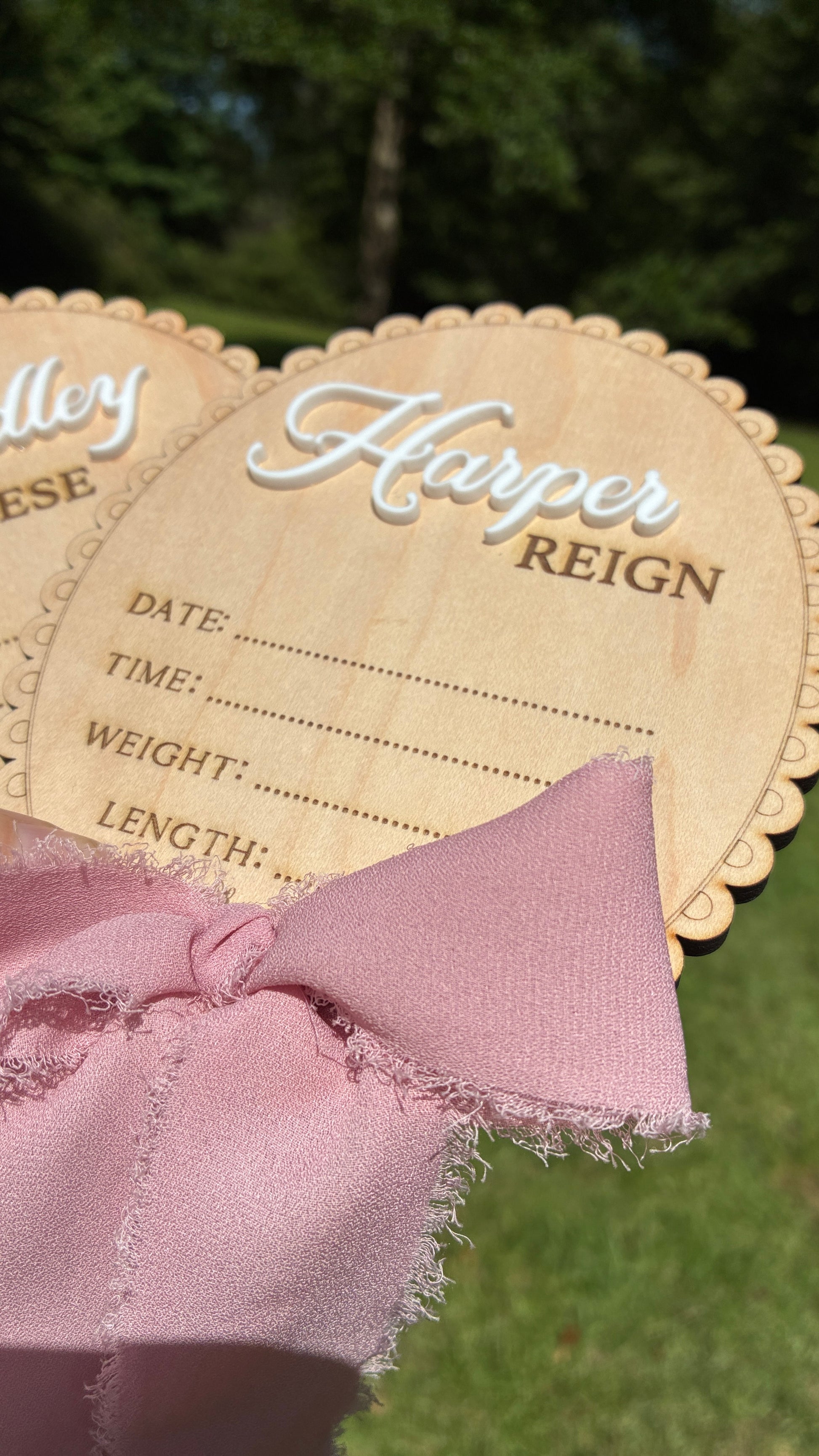 Newborn Announcement Scalloped Chiffon