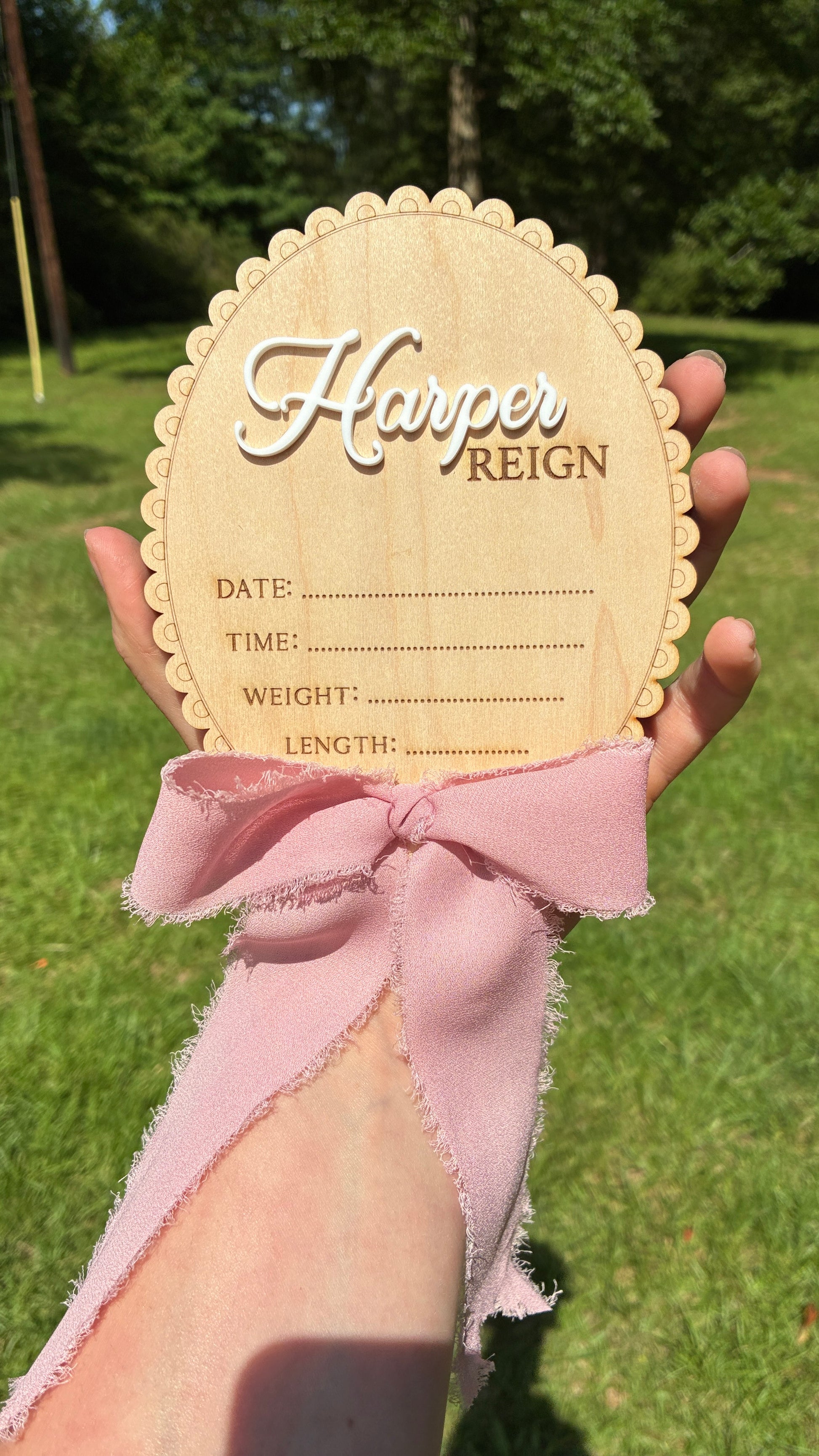 Newborn Announcement Scalloped Chiffon