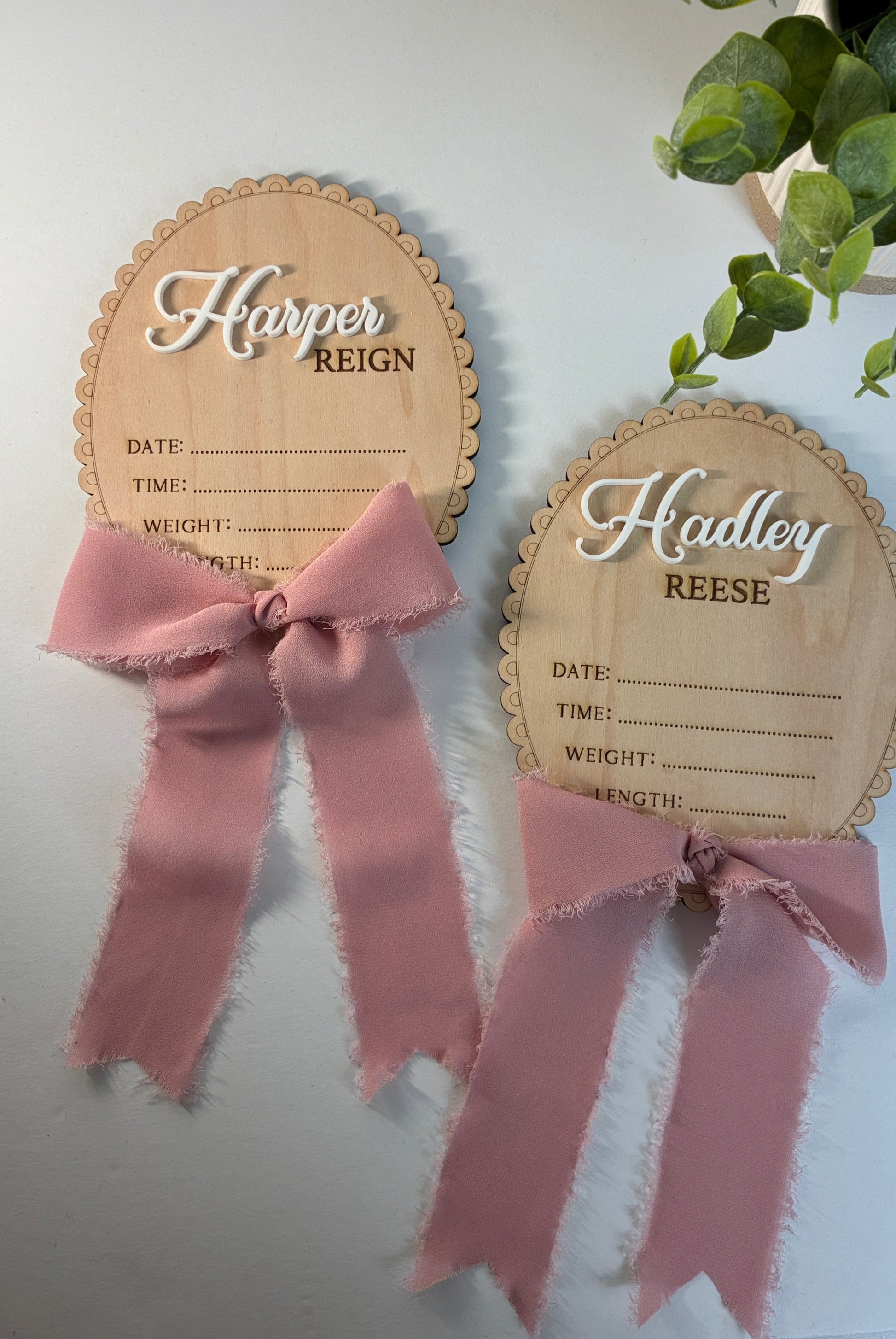 Newborn Announcement Scalloped Chiffon